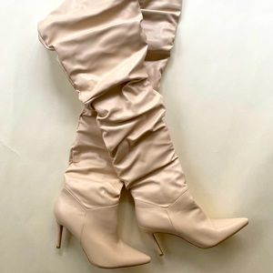 Pretty Little Thing | cream over the knee boots | 10/Women’s